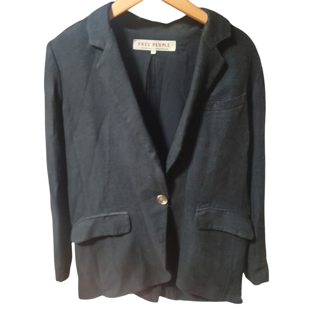 Free People Womens Black Blazer Notched Lapel XS Classic Dark Academia  Capsule